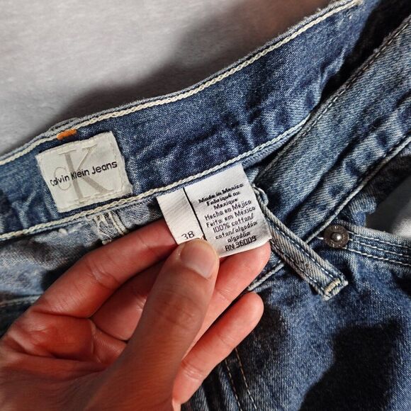 Vintage Calvin Klein Carpenter Denim Shorts Mens 38 12” Baggy Grunge Y2K - Picture 4 of 10